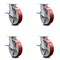 Service Caster 8 Inch Kingpinless Red Poly on Steel Wheel Swivel Caster Set with Brakes SCC SCC-KP30S820-PUR-RS-SLB-4 - alternate 1
